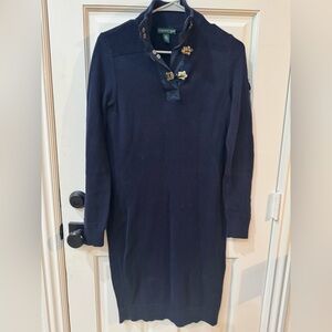 Lauren Jeans Company by Ralph Lauren Navy Long Sleeve Sweater Dress, Size M, EUC
